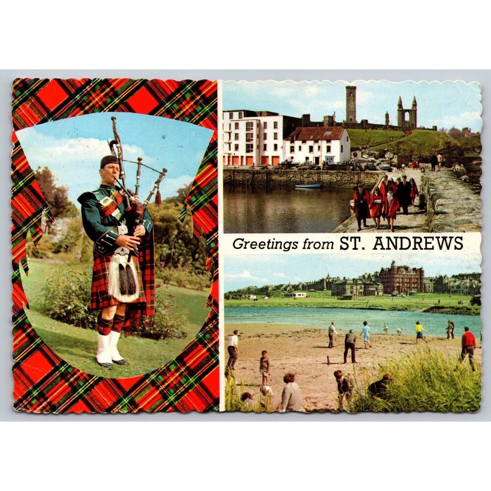 Vintage St. Andrews Scotland Postcard Miles Laboratories Elkhart Indiana Address
